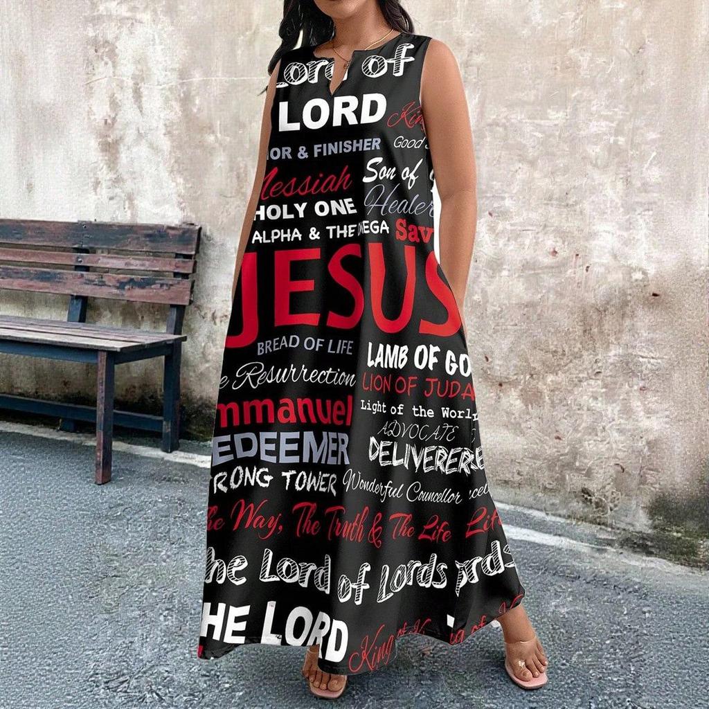 Plus Size African Impressionist Gold Leopard Sleeveless Long Dress