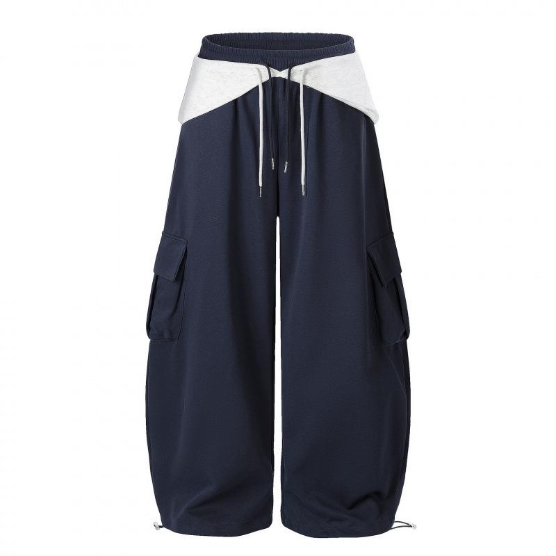 Guan Qu 26: Retro Dance Sweatpants - Unisex Loose Casual Trousers for Spring Extra Large синий