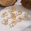 Yori Simple Line Design Open Ring for Women Golden Plated Cubic Zirconia Stainless Steel Finger Jewelry New Arrivals