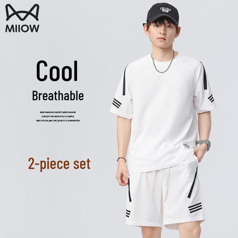 MiiOW Men s Ice Silk Short Sleeve Sport Set M