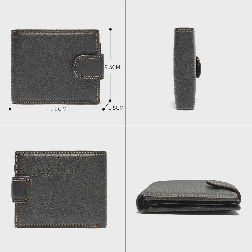 Clutch-Geldbörse aus echtem Leder für Herren: Kurzer multifunktionaler Kartenhalter aus Rindsleder mit Dollarclip und Münzfach.