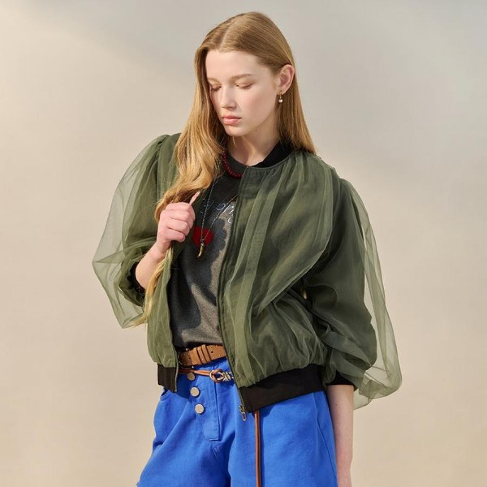 Maxza Sheer Tulle Blouson Jumper Zf04qj004nh Khaki/FREE