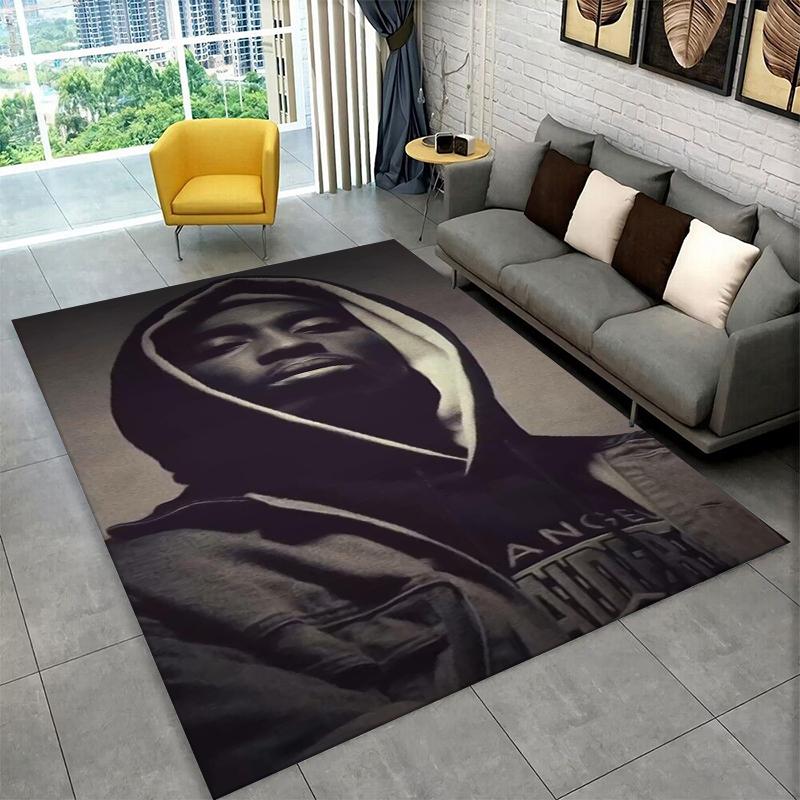 Rapper Eminem Tupac 2pac Hip Hop Rap God Carpet Rug for Playroom Bedroom Living Room Sofa Home Decor,kid Area Rug Non-slip