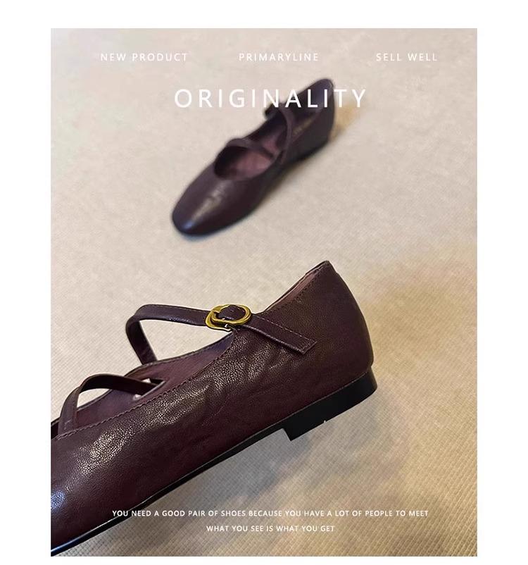 

Версия из коровьей кожи~ Кожаные французские туфли-одинарки женские на плоской подошве супермягкие и удобные вечерние балетки в стиле ретро коричневые туфли Мэри Джейн 40 коричневый