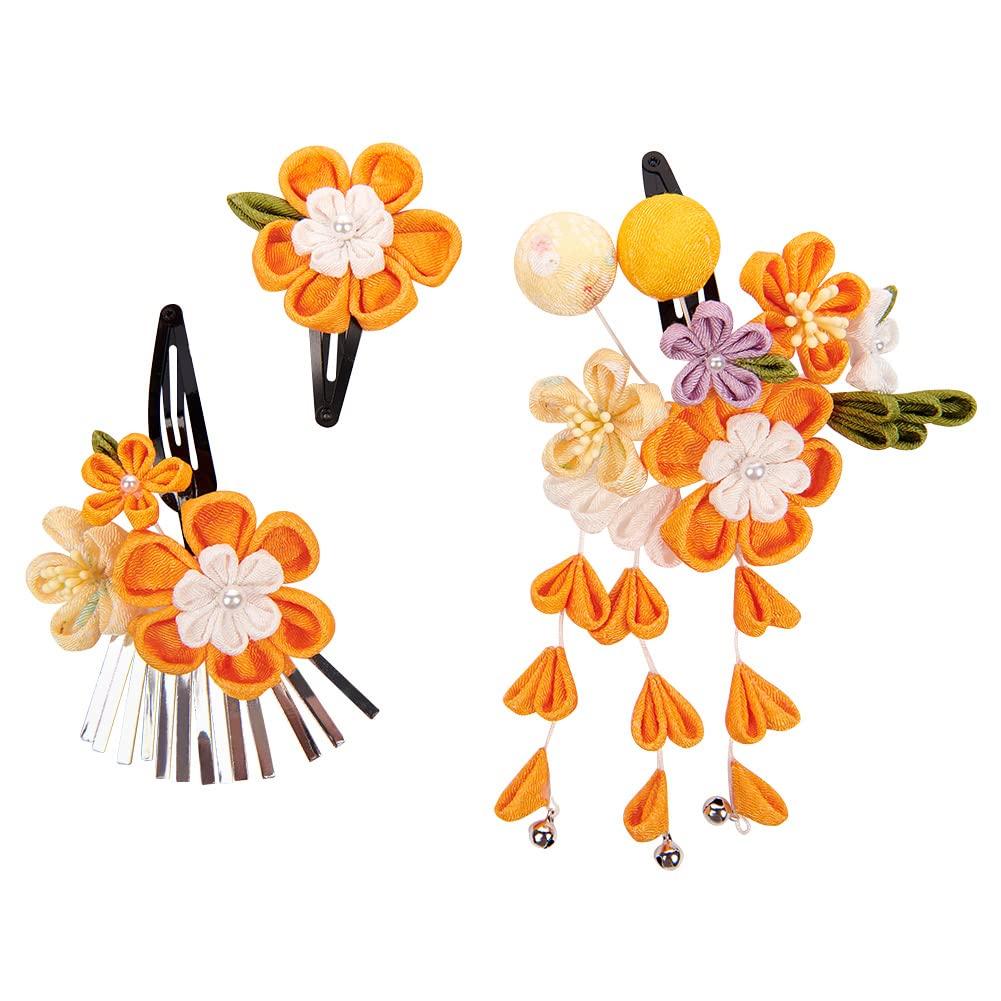 OTAKUMARKET Hair Ornament Set for Set with Perfect for and Includes for Girls Ages 4 Colors Shichi-Go-San Coming-of-Age Ceremonies, 3-Piece