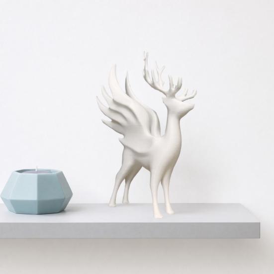 Geweih Hirsch Dekor Weihnachten Elch Statue mit Flügeln, 3D Gedruckte Rentier Figur, Moderne Skulptur für Wohnzimmer Stehender Esstisch, Kamin,