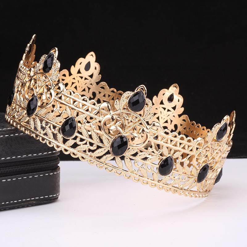 Men's Crown Simple Multi Color Round King Crown Baroque Bride Retro Alloy Hair Crown Headdress