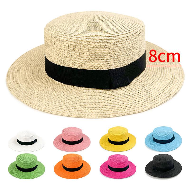 Trendy Summer Straw Hat With Wide Brim For Vacation Sun Protection