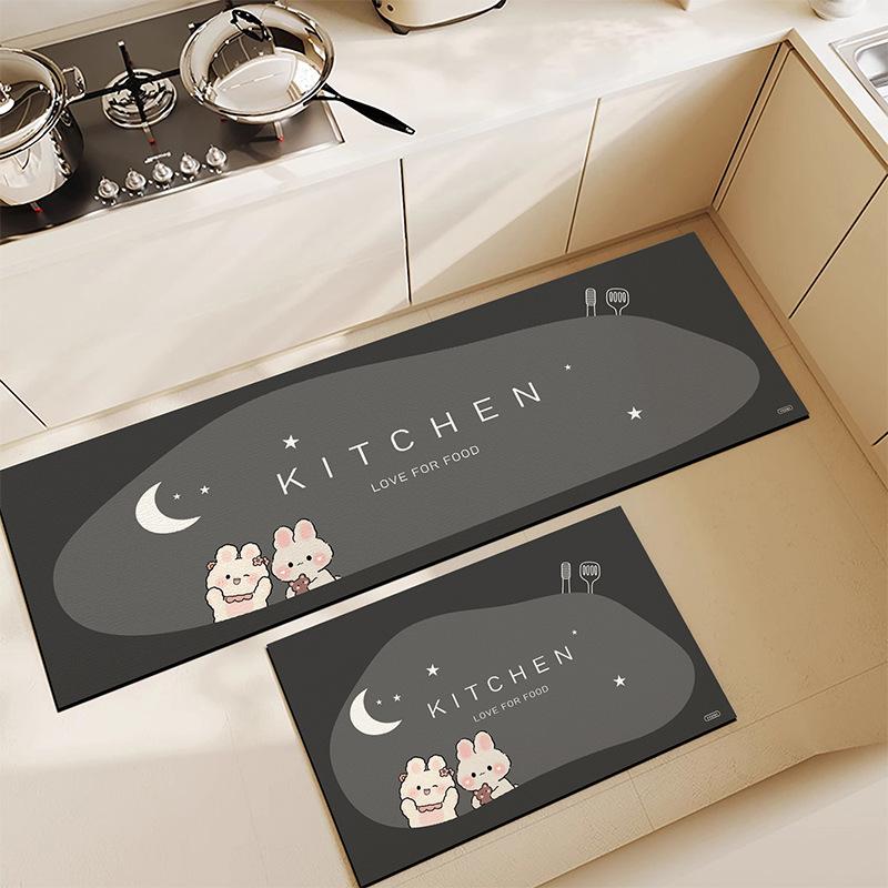 Mata podłogowa do kuchni z ziemi okrzemkowej, kreskówkowa, urocza, odporna na zabrudzenia, antypoślizgowa, domowa, szybkoschnąca mata pod stopy, zestaw dwuczęściowy, mata podłogowa chłonna wodę