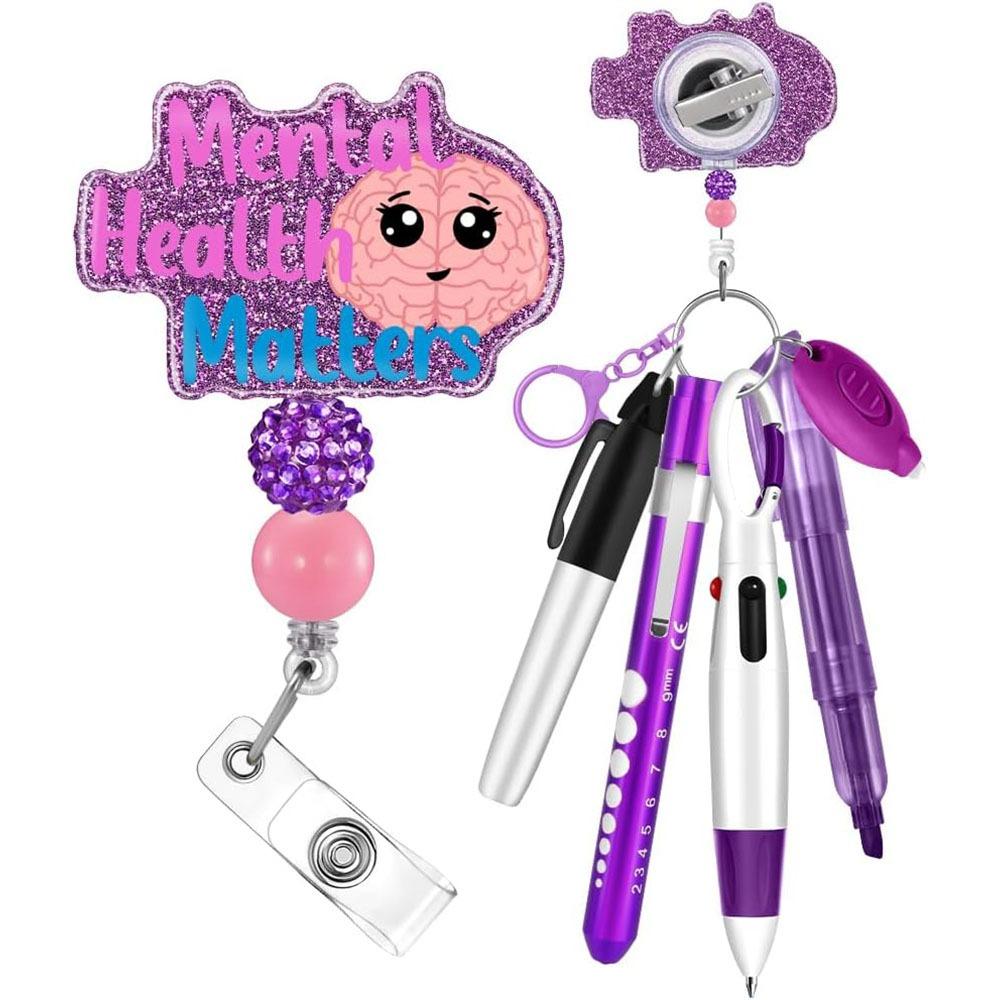 

Keychain Student Badge Set Retractable Badge Reel Holder Gift Nurse Badge Clip 2