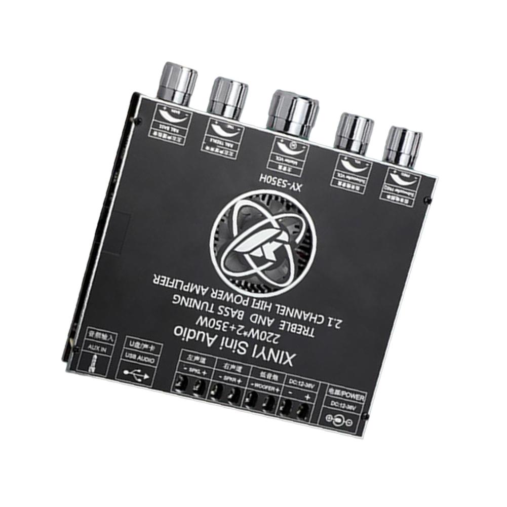 

XY-S350H 2x220Вт+350Вт 2.1 Двухканальная цифровая плата усилителя мощности AUX USB Аудио Стерео Сабвуфер Усилитель Беспроводной модуль чёрный