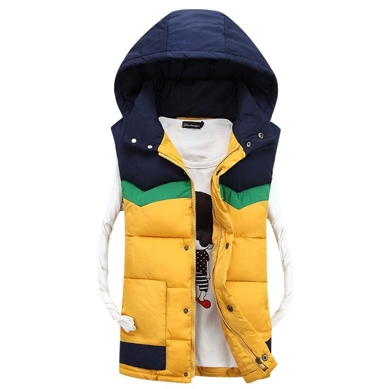 

Autumn and winter youth thickened cotton vest casual men s cotton jacket vest sleeveless thermal vest S жовтий