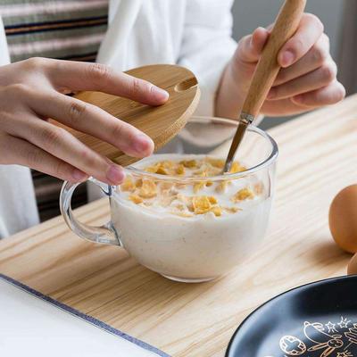 Kreative einfache transparente Glaskaffeetasse Milchtasse Frühstückstasse Becher mit großem Fassungsvermögen