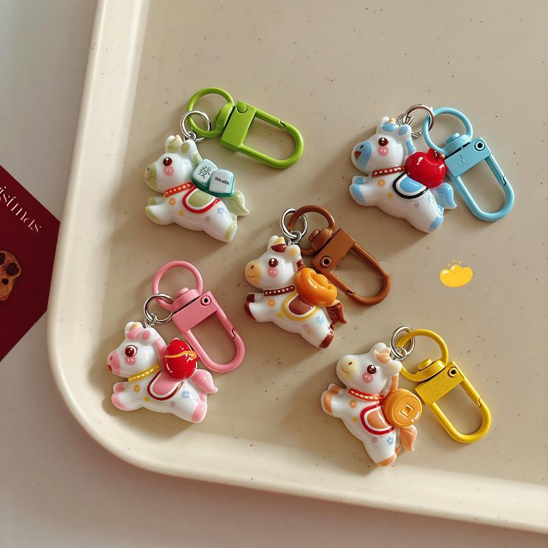 1/5ks Roztomilý Kreslený Poník Klíčenka Kreativní Kawaii Pryskyřice Kůň Závěsné Dekorace Batohu Příslušenství Dárky Roku Koně
