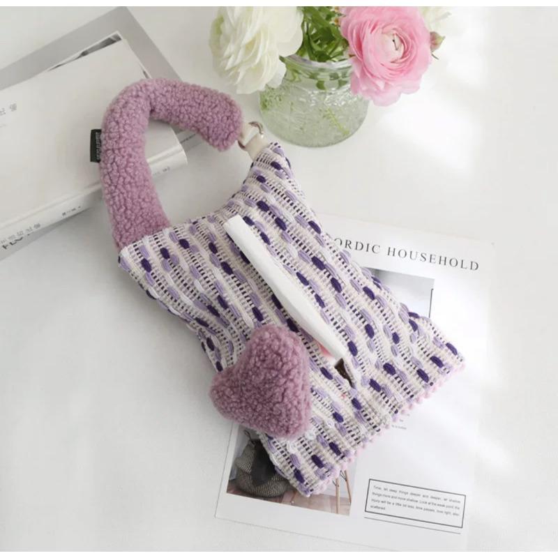 

Car-mounted Tissue Box Pouch - Car Love Decoration Paper Tissue Drawer - Interior Hanging Piece - Small Breeze Tissue Paper Storage фиолетовый