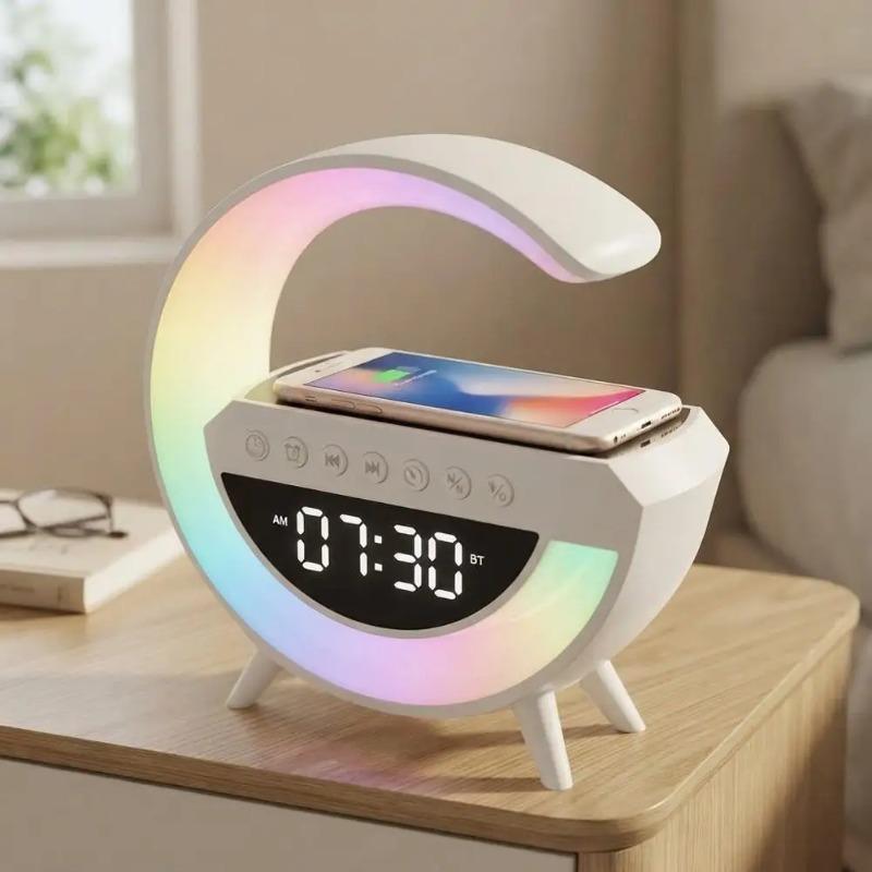 Bluetooth Speaker Wireless Charger Table Lamp RGB Alarm Clock Sound Box LED Portable Mini Party Loudspeaker