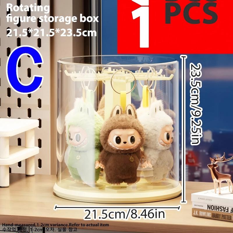 Labubu Прозрачный Вращающийся Органайзер-Дисплей для Игрушек - Стеллаж для Хранения Плюшевых Кукол, Фигурок Действия, Брелоков, Сюрпризов