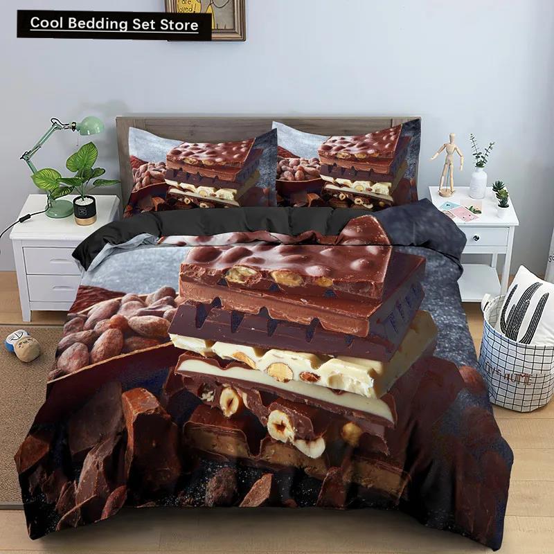 Comforter Chocolate Bedding Set Dessert Candy Comforter Sweet Food Girls Single Queen King 2/3Pcs Polyester