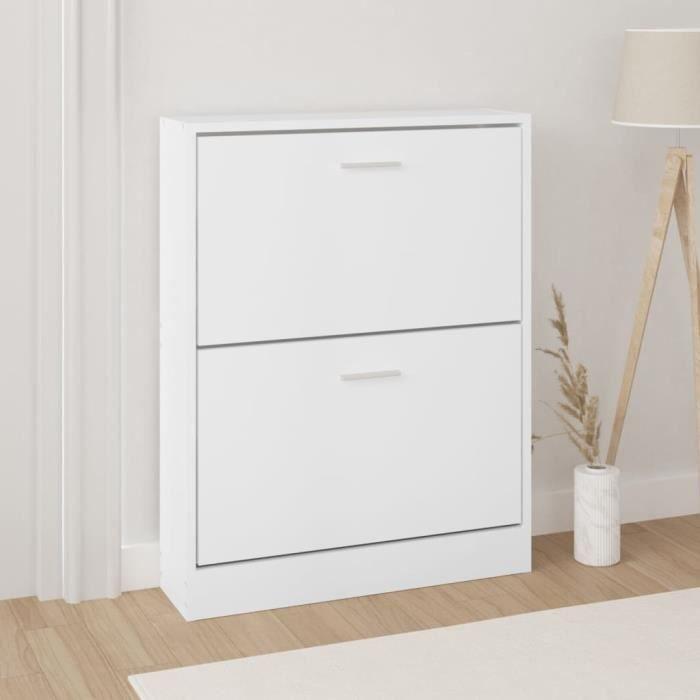 VidaXL Armoire à chaussures Blanc 59x17x81 cm Bois d'ingénierie 342534