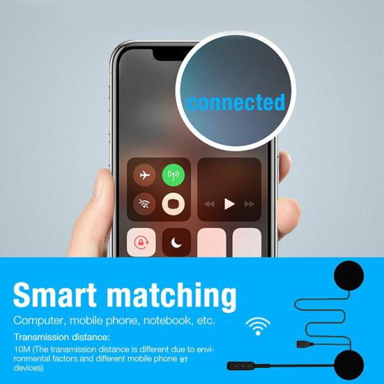 Vysoce kvalitní motocyklová sluchátka Výkonný 5.0 přilbový interkom kompatibilní s Bluetooth
