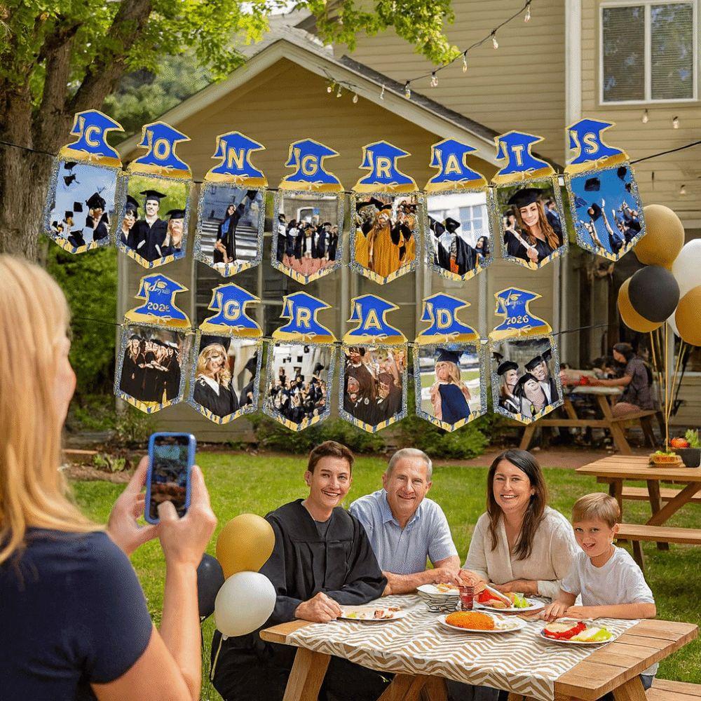 Celebrate Congrats Grad Banner Paper Letter Photo Frame Flag Graduation Photo Props  Party Favors