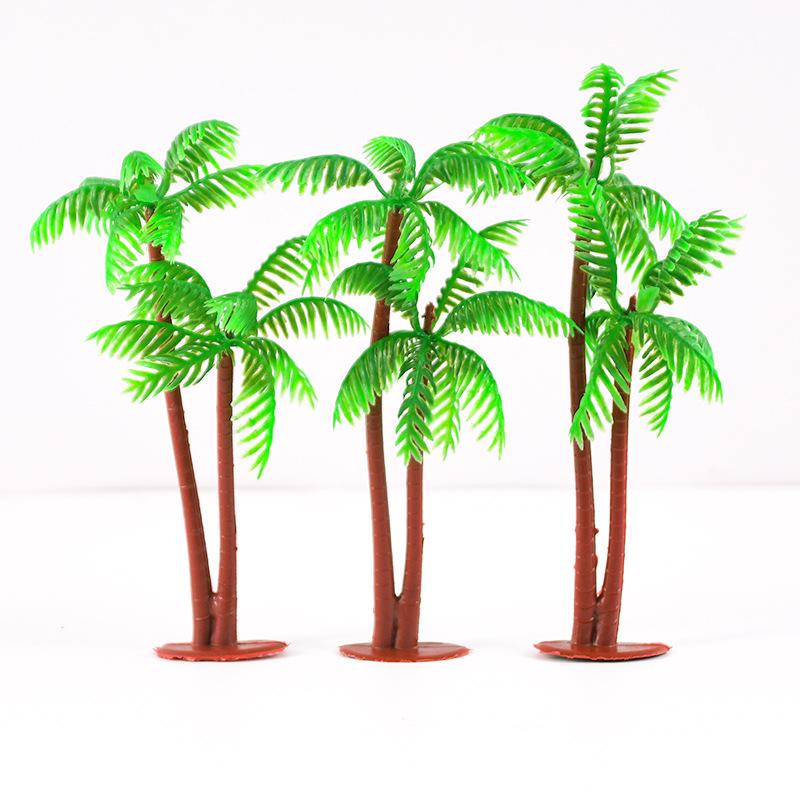 Coconut Tree Cake Toppers: 3D Beach Scene Decor with Small & Large Tree Ornaments