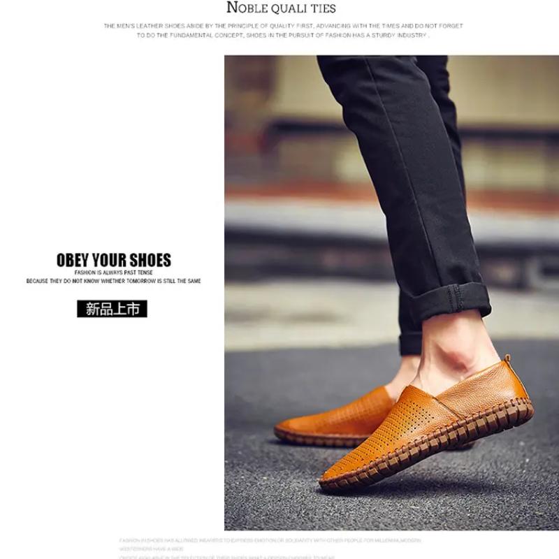 Men's Leather Casual Loafers Shoe Wedding Dress Shoes New Big Size Moccasins Shoes