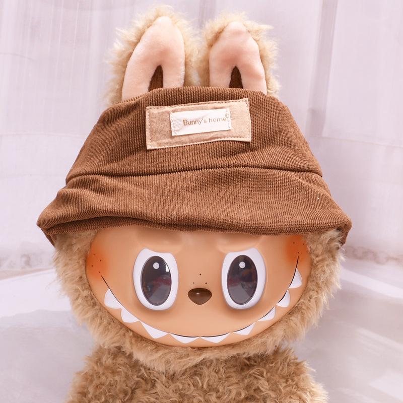 38cm Labubu Plush Doll Casual Outfit Set with Hat (Clothes Only)