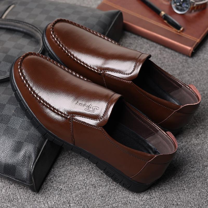 2024 spring and autumn new men's daily casual leather shoes men's leather breathable foot shoes middle-aged dad shoes 8823