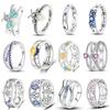 Shine Women Copper Finger Rings 925 Sterling Heart Crown Glow Firefly Star Sun Daisy Stackable Original Ring Anniversary Zircon