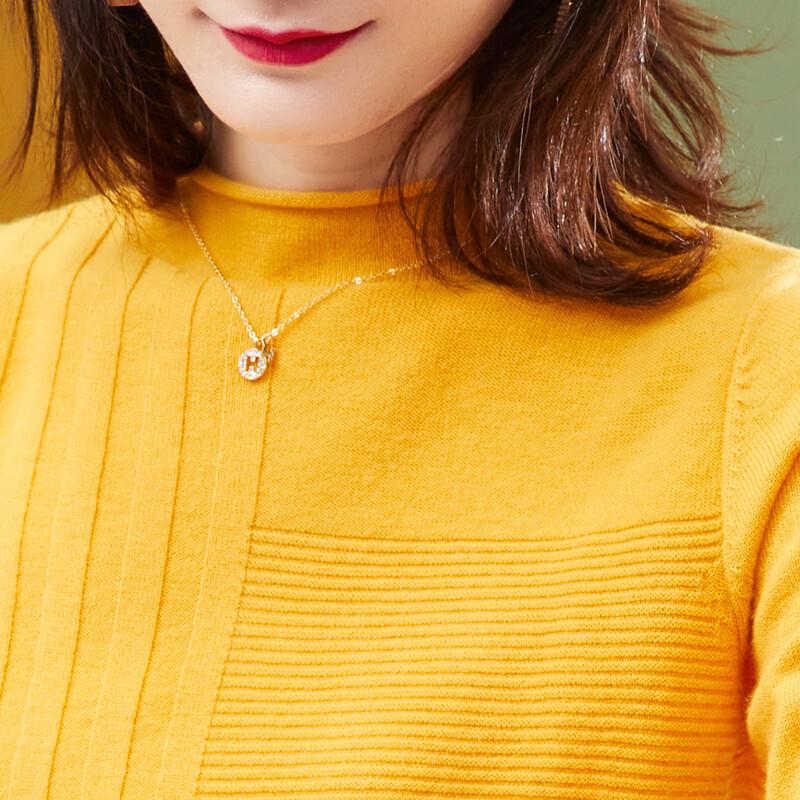 Women's Pure Wool Ribbed Half-Turtleneck Sweater