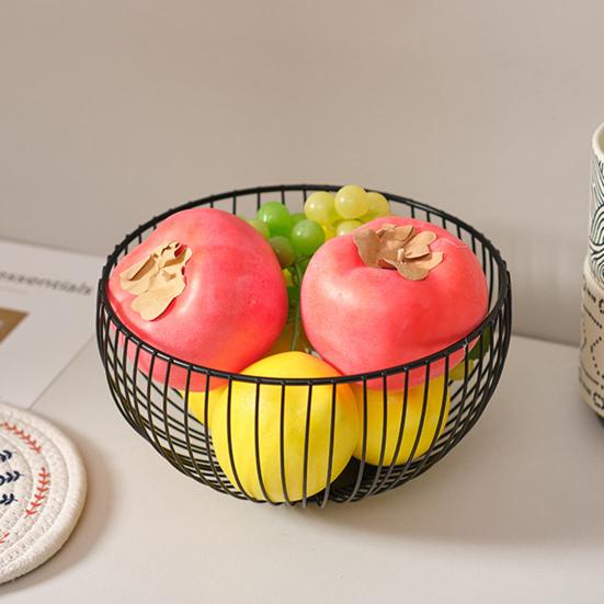 Household Fruit Plate Thickened Iron Fruit Bowl with Large-Capacity Draining Design for Kitchen Countertop Storage Anti-Rust Snack Basket Creative