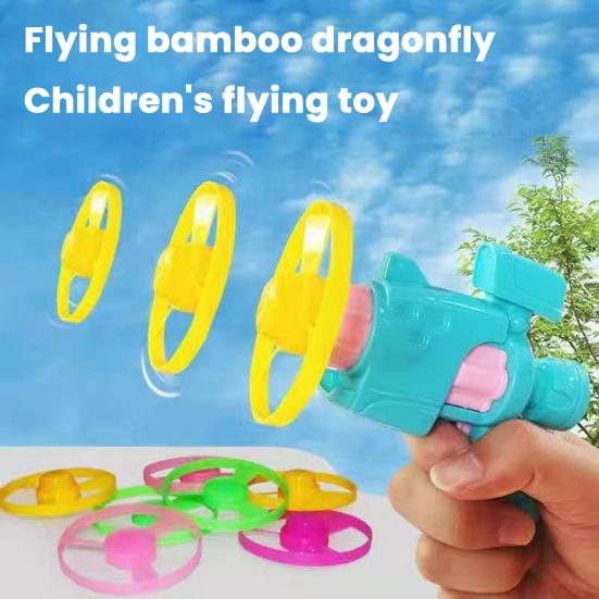 Kids Flying Disc Launcher Toy Outdoor Garden Backyard Lawn Park Toddlers Boys Girls LED Light-Up Flying Disc Shooter Game
