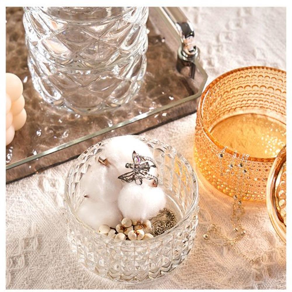 European Creative Luxury Crystal Glass Candy Jar with Lid Dried Fruit Jar Jewelry Storage Box Home Decoration Storage Jar
