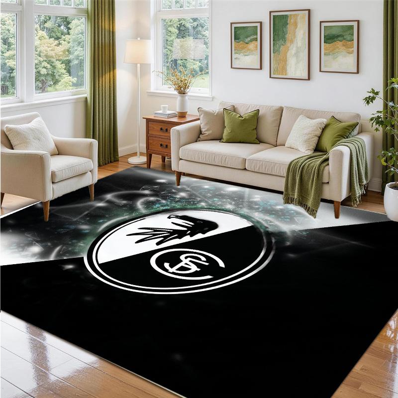 SC Freiburg FC Design Crystal Velvet Rug Soft Decorative Mat for Bedroom Entrance