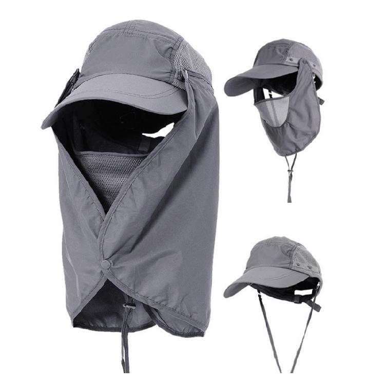 Outdoor Hiking Sun Hat Breathable Adjustable Caps Sun Protections Hat with Detachable Face Cover & Neck Flap Fishing Hat