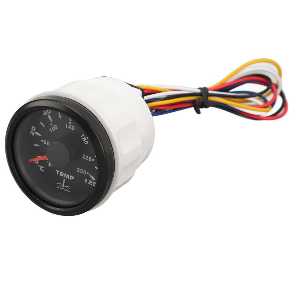 Water Temperature Gauge DC9‑32V Black Dial Bezel Celsius Fahrenheit 52MM Water Temp Gauge With Backlight for Boats