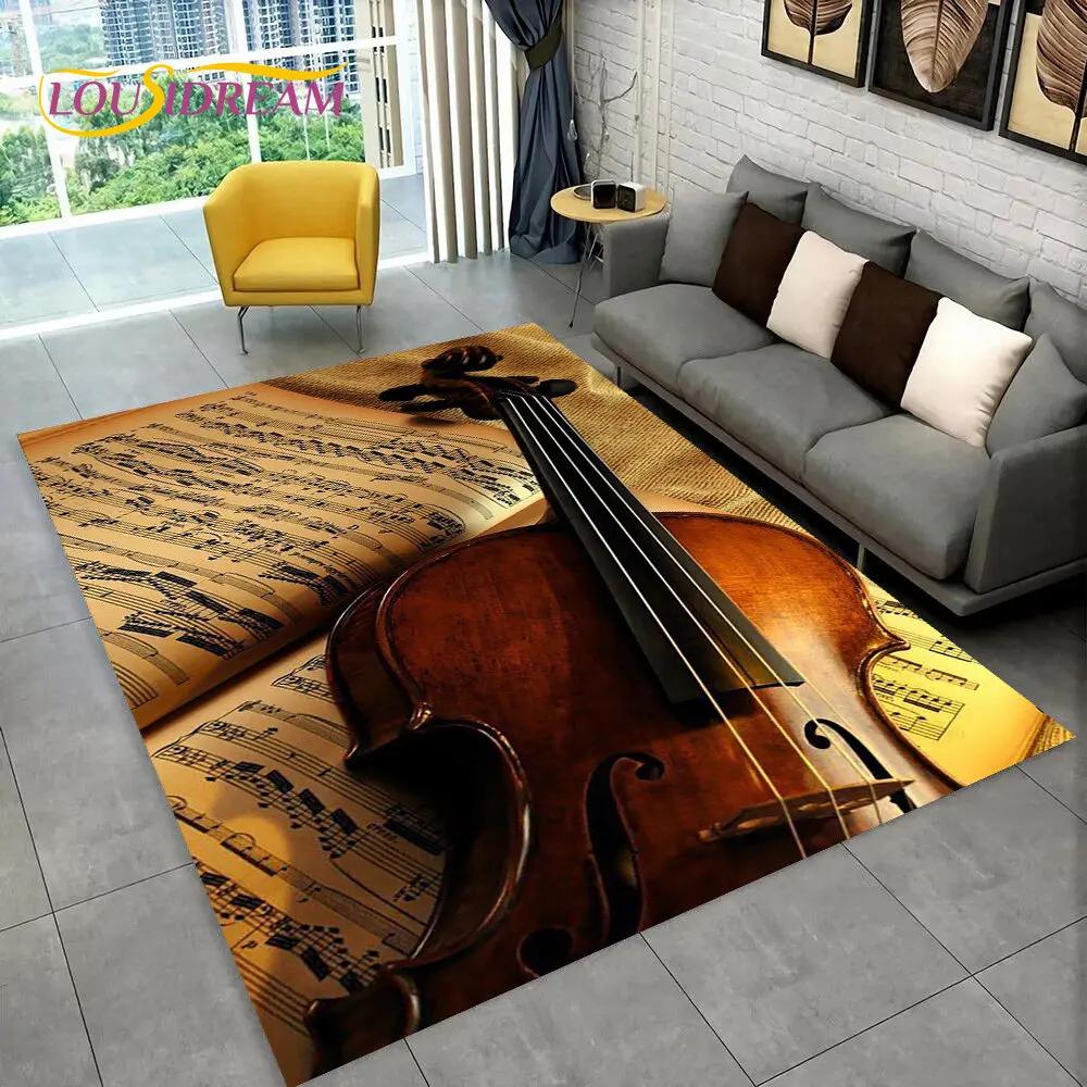 Classical Violin Instrument Music Area Rug,Carpet for Home Living Room Bedroom Sofa Doormat Kitchen Decor,kid Non-slip Floor Mat