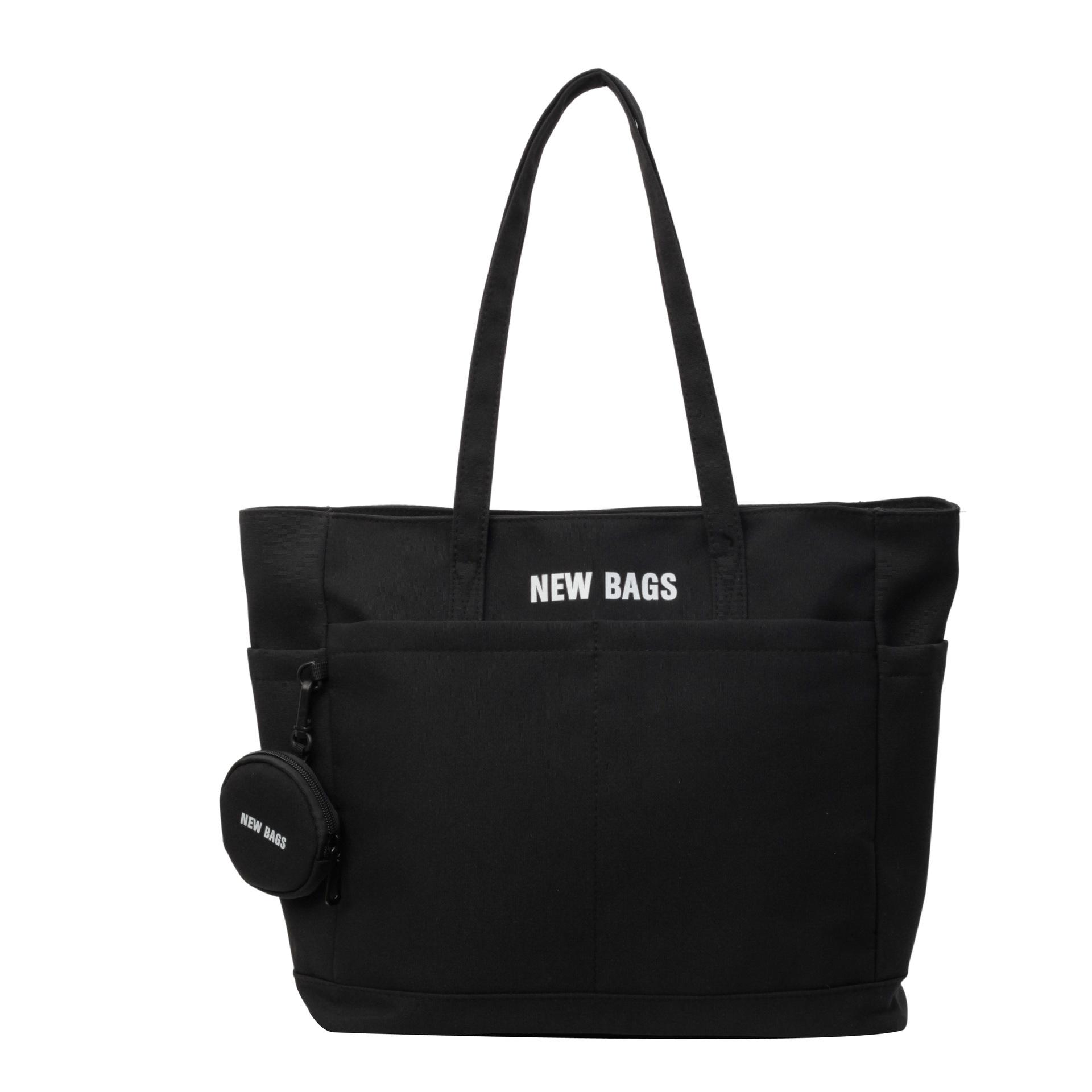 

Large capacity canvas bag Korean version ins simple shoulder bag commuter tote bag versatile mommy bag 40*35*10 чёрный