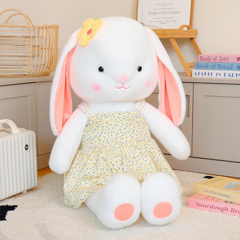 

50cm Kawaii Floral Dress Rabbit Plush Toys Girls Sleepping Companion Stuffed Toy Dolls Cartoon Bunny Toy Birthday Day Gift Doll 50cm жёлтый