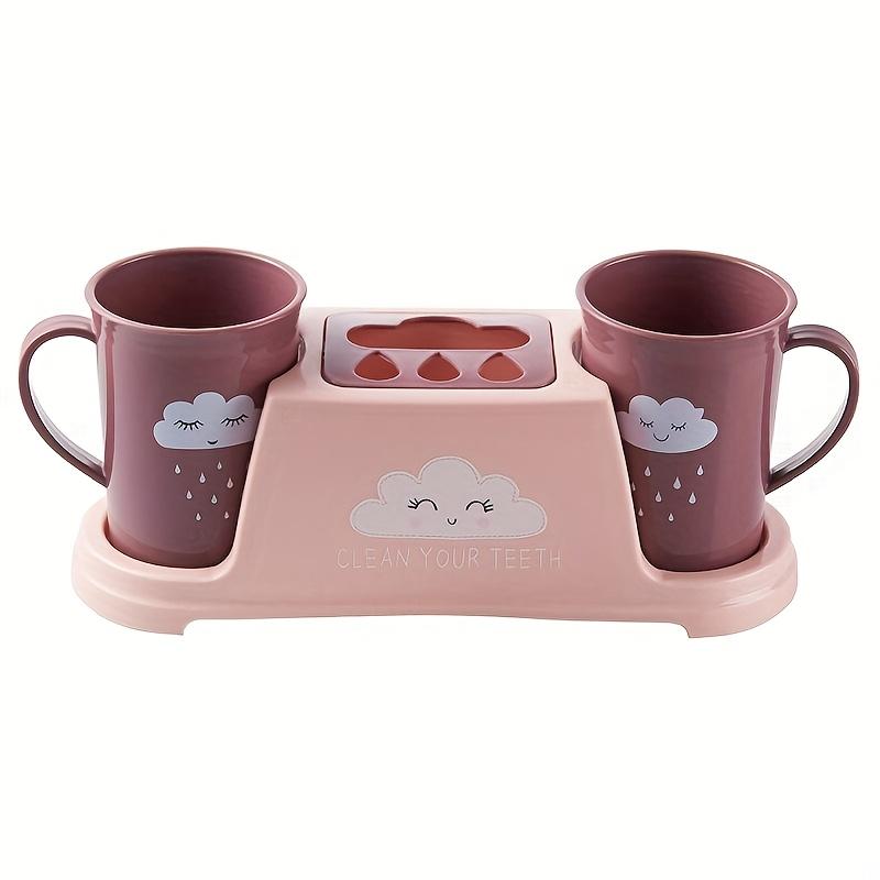 

3pcs Simple Style Toothbrush Cup Set, Toothbrush Storage Rack, Two Mouthwash Cups,Couple Wash Cups,Family Sized Mouthwash Cups,Dust Proof Storage Rack