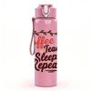 1PC Coffee Teach Sleep Repeat Letter 750ml Color Plastic Sports Water Bottle Leakproof Flip Straw Lid Suitable for Sports Office Home Use