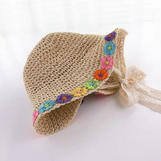 Kids' Sun Hat: Cute Lace-Tie Straw Hat for Parent-Child Sun Protection