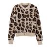 European & American Women's Round Neck Animal Print Faux Fur Knitted Cardigan Coat - Winter Collection