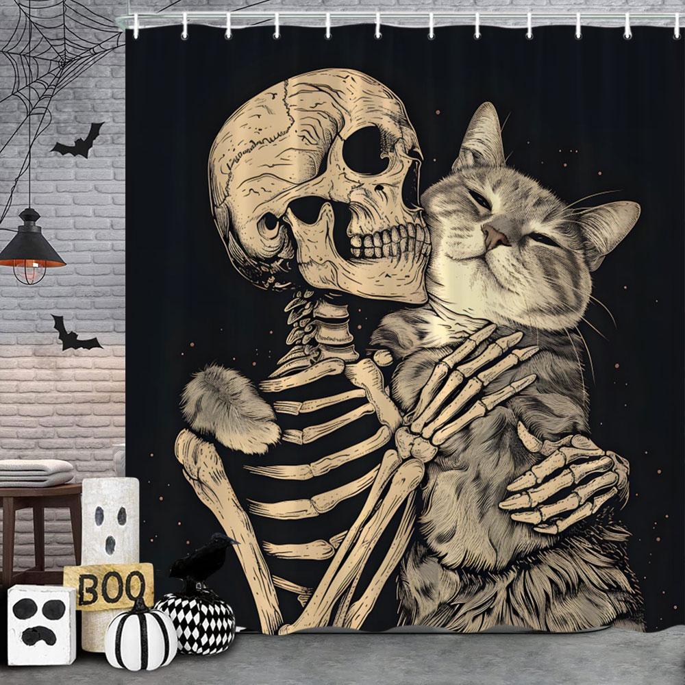 Happy Halloween Shower Curtain Pumpkin Elf Bohemian Butterfly Black Cat Bat Eagle Skull Polyester Shower Curtains Bathroom Dec