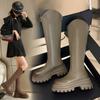 Korean version but knee women's boots 2025 autumn new thick-soled boots velvet thin Internet celebrity knight boots