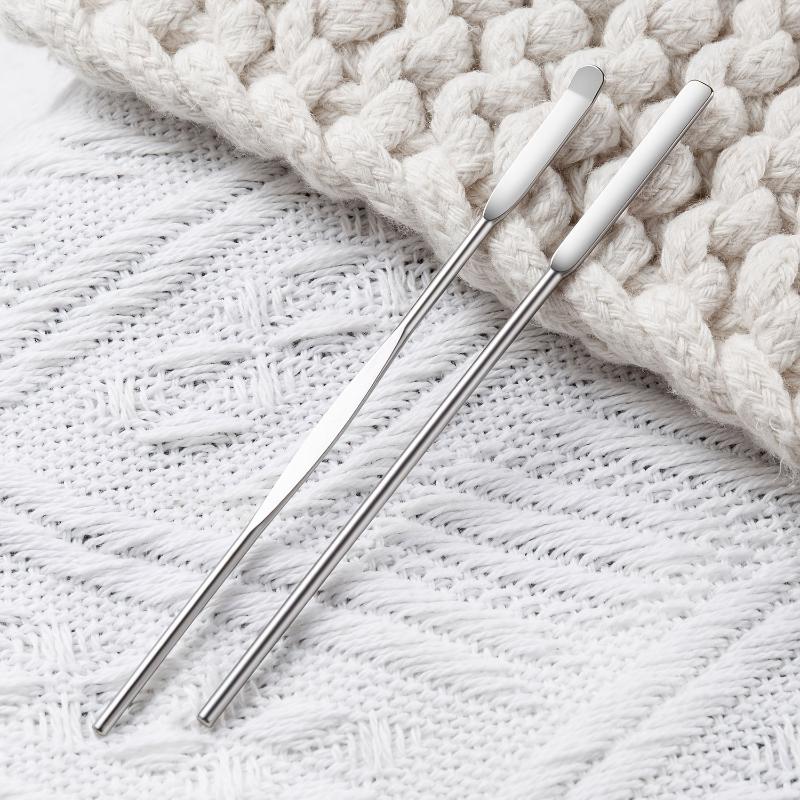 4Pcs Nail Art Stirring Rod Tool Stainless Steel Powder Liquid Gel Polish Spoon Spatula Foundation Mixing Tool