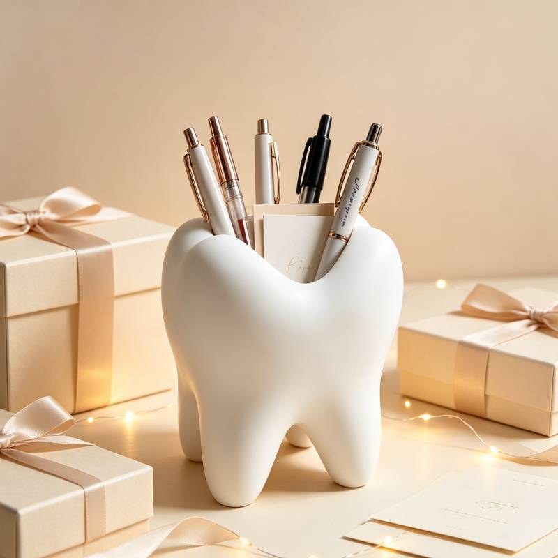 Modern Minimalist Tooth Shaped Pen Holder With 3d Printing For Office Desk Decor