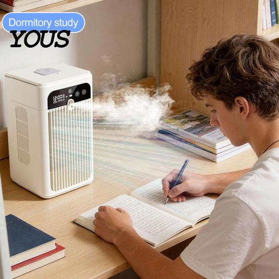 Dual Cooling System Fan Portable Air Cooler Fan, 3 in 1 Cooling, Humidifying & Charging, Mini Evaporative Car Camping Conditioner with Mist,