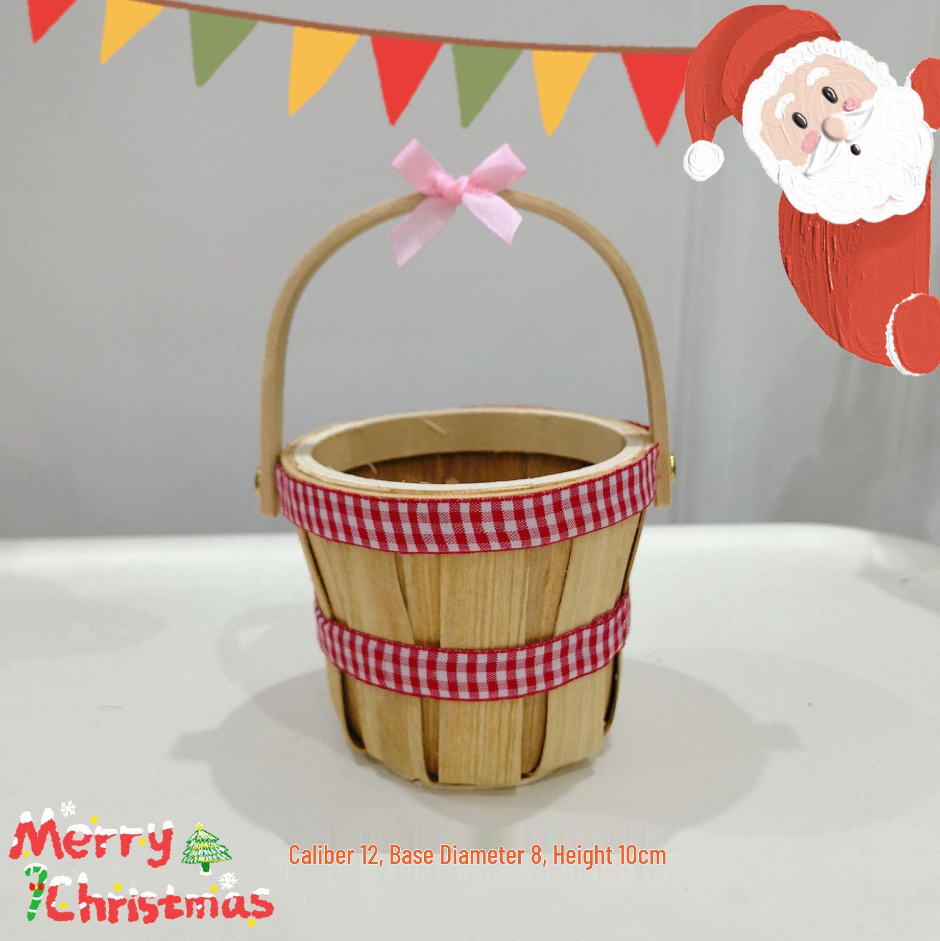 

Wood Chip Woven Christmas Flower and Snack Basket Diameter 12CM, Base Diameter 8CM, Height 10CM